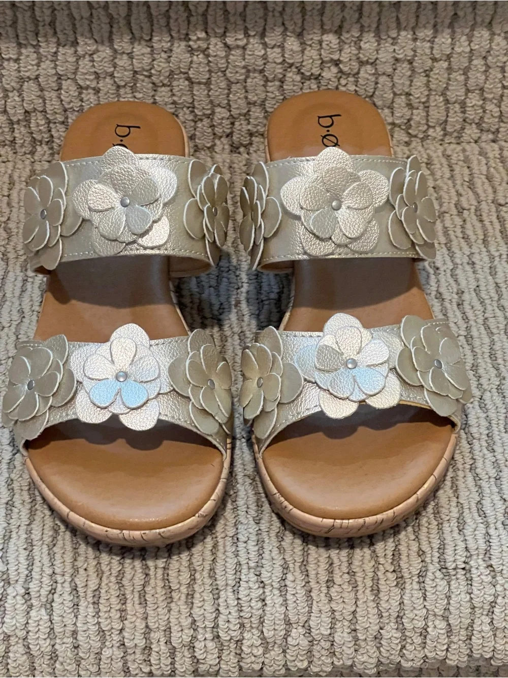 b.o.c. Two-Band Floral Wedge Sandals - Sz 7